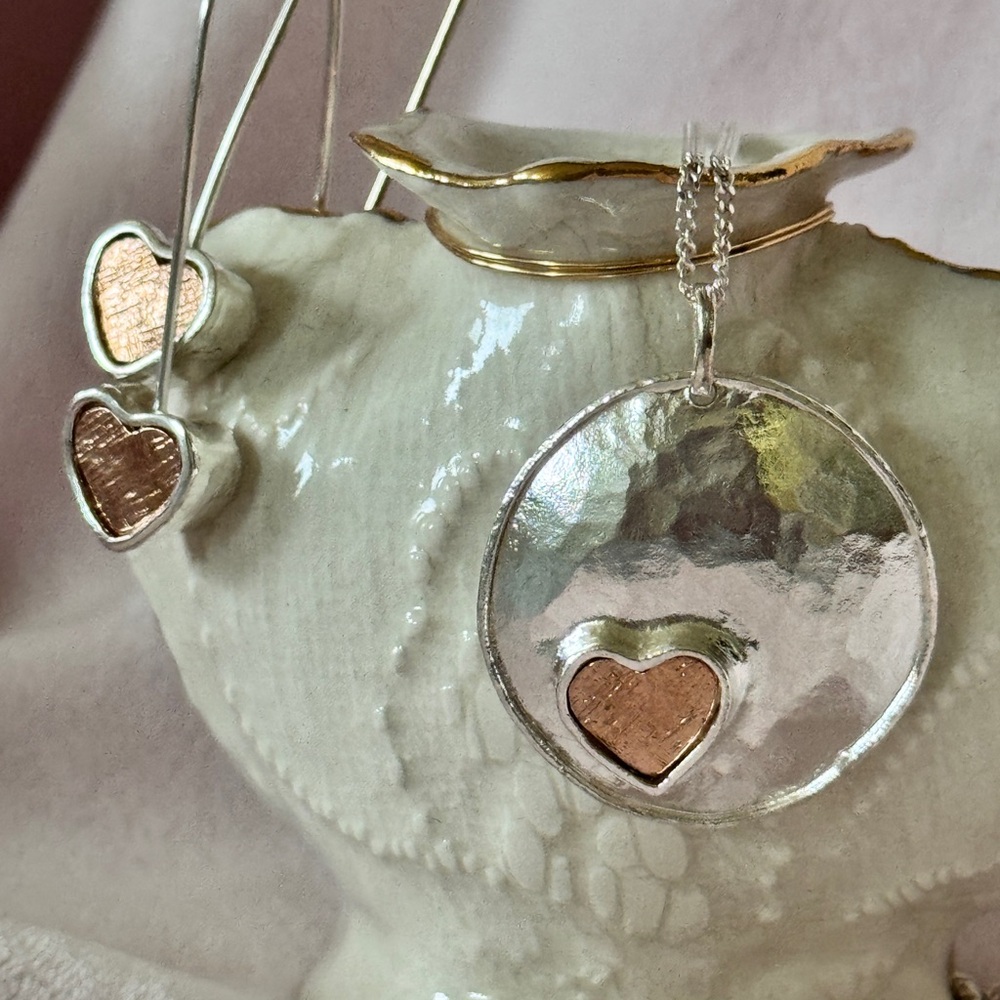 Unique Sterling Silver 925 Earrings & Necklace Set (NWOT)